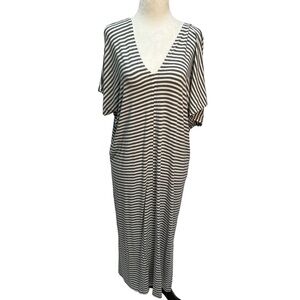 PRESS Striped Midi Dress V-Neck Jersey Size XS